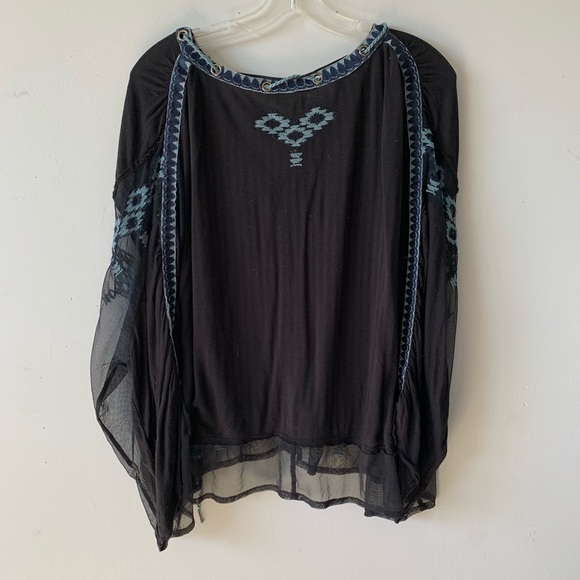 Free People | Eden Black Emboridered Boho Blouse - Picture 6 of 6